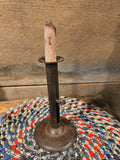 Antique Primitive Iron "hog scraper" Candlestick.