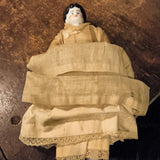 Antique German Low-Brow China Head Doll 12"