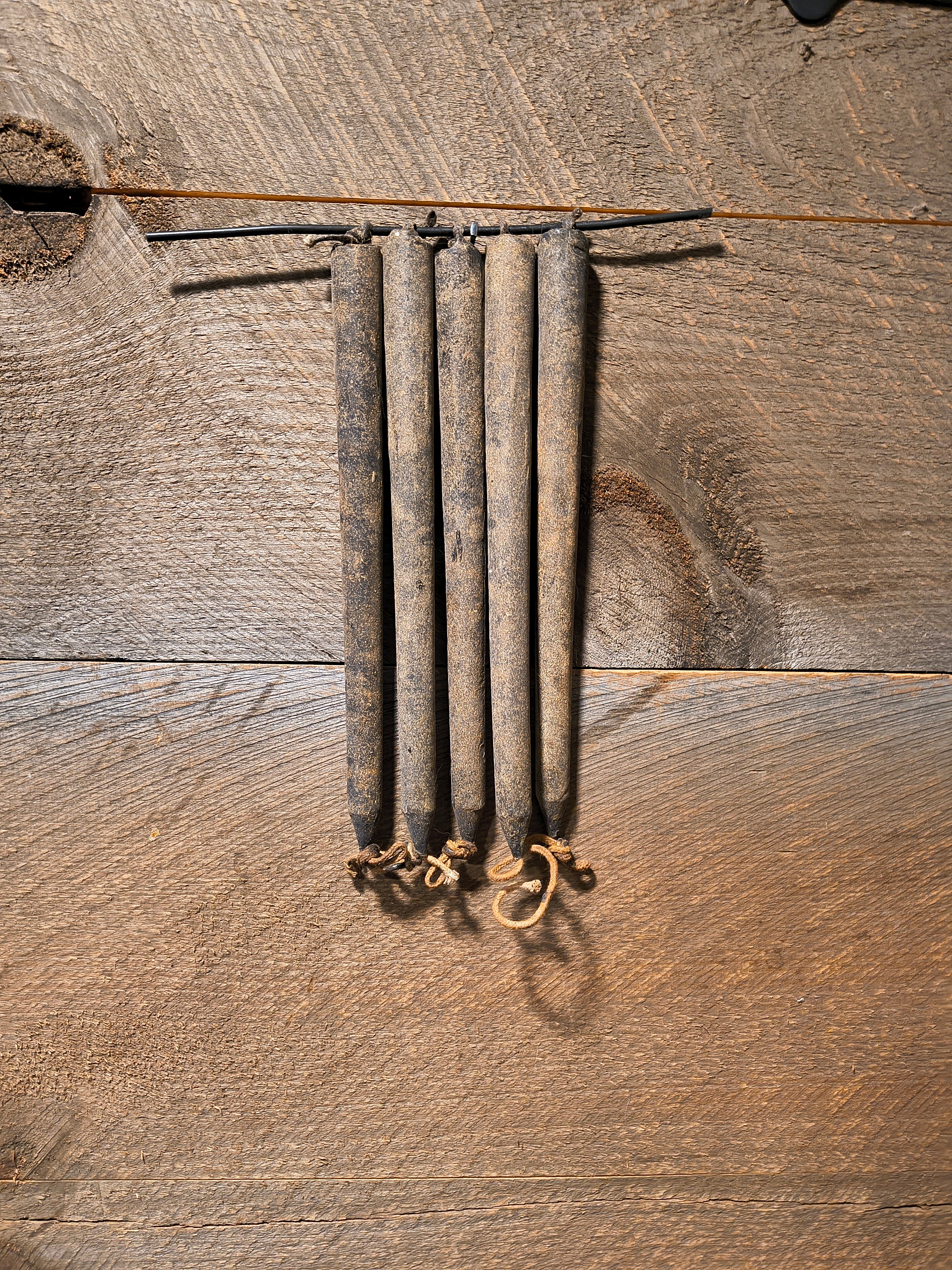 Rod Primitive Primitive Tallow Candles on Rod - Karnik's Antiques & Primitives