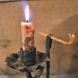 Antique Primitive Rush & Candle Holder