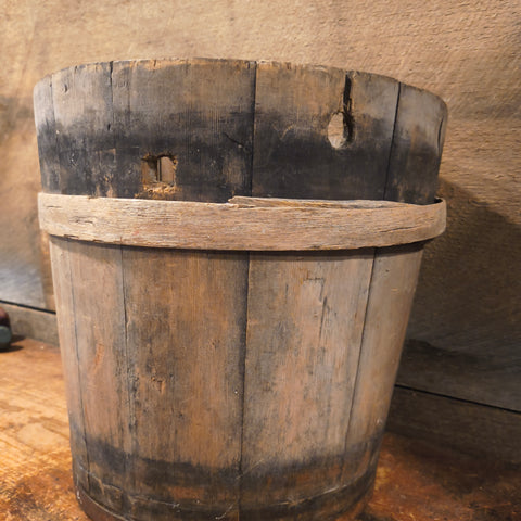 Antique Primitive Wooden Sap Bucket 11"
