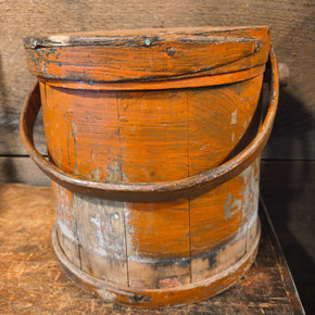 Antique Primitive Woode Pumpkin Colored Firkin