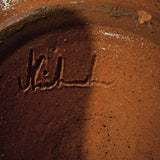 Vintage Folk Art Clay Chamberstick Candle Holder w/ Candle