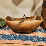 Antique Wooden Bowl with leather strap