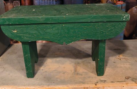Antique Green Painted Cricket Stool