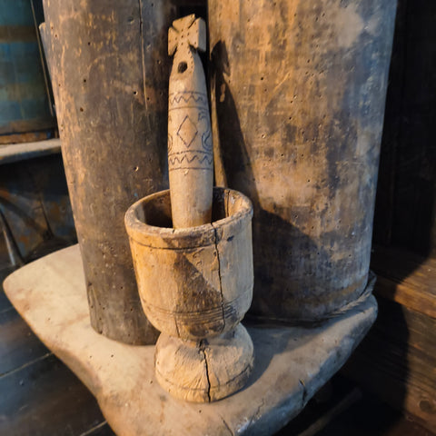 Primitive Wooden Mortar & Pestle