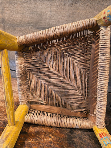 Antique Primitive Child Size Rush Chair.