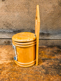 ANTIQUE PRIMITIVE WOODEN SALT BOX with Punch Needle Art