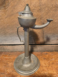 ANTIQUE PEWTER OIL LAMP CHAMBER LAMP GERMAN