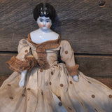 Antique German Flat Top China Head Doll 9"