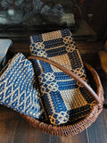 Antique large piece of Coverlet,blue & Cream