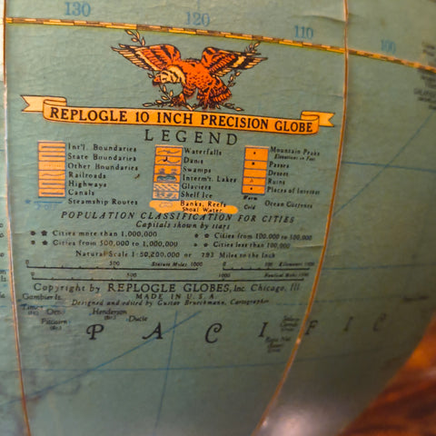 Vintage 1950's Replogle Reference  10 Inch World Globe