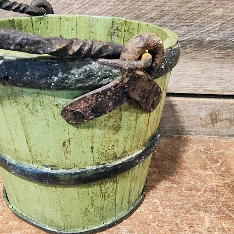 Antique Wood & Iron Berry Bucket