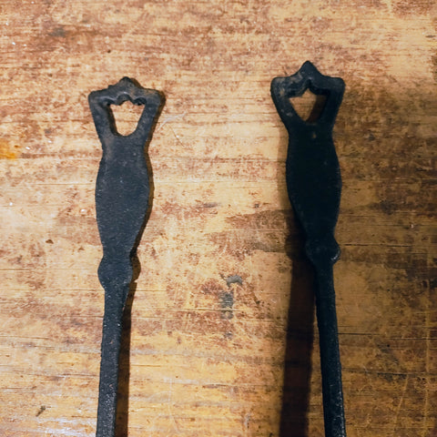 Vtg 5 Pc Set CAST IRON KITCHEN UTENSIL Spoon Ladle Rack TAIWAN Primitive Decor