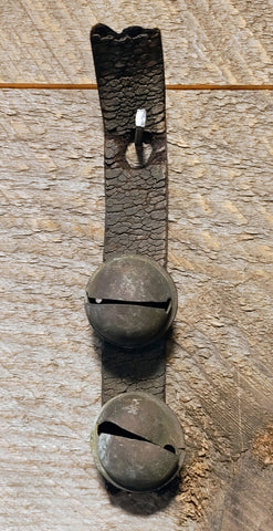 Antique Sleigh Bells on antique leather strap
