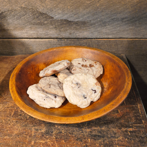 Antique Wooden Bowl with 6 tart cookies