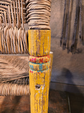 Antique Primitive Child Size Rush Chair.