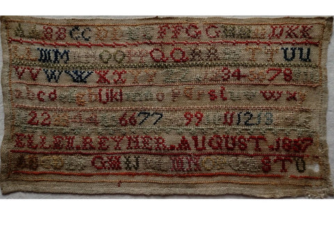 ALPHABET SAMPLER BY ELLEN RAYNER - August 1857