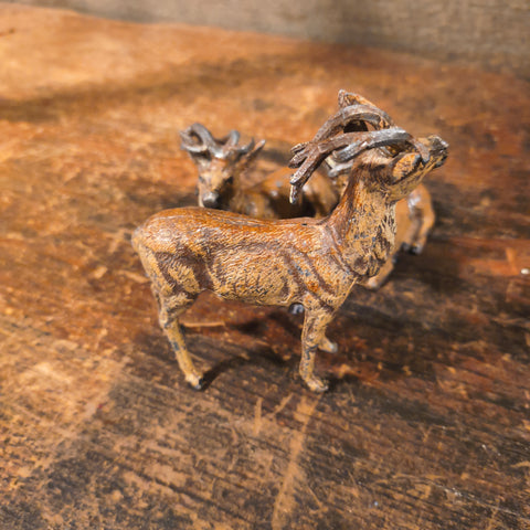 A Set of 3 Antique German Cast Metal Putz Deer