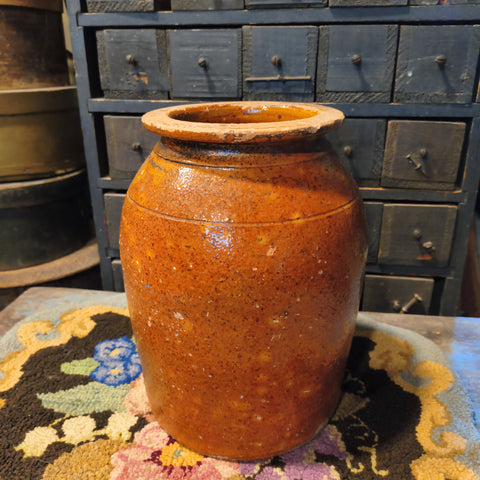 Antique American Redware Preserves Crock
