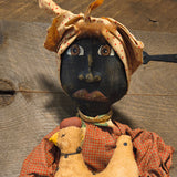 Primitive Vintage Folk Mammy Doll Bag Holder