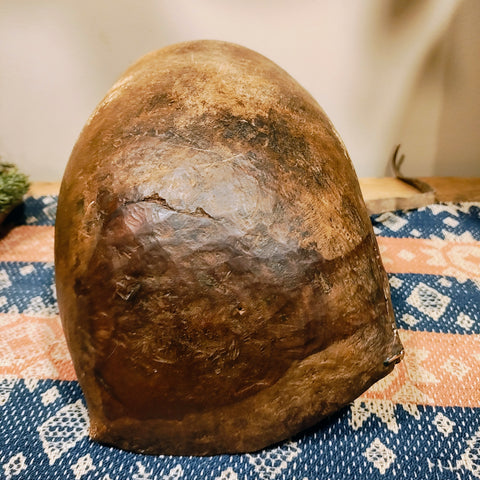 Antique Wooden Bowl with leather strap