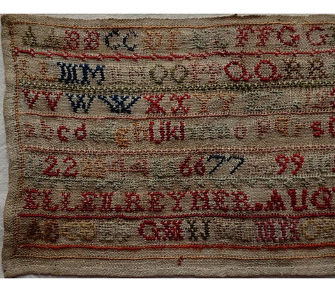 ALPHABET SAMPLER BY ELLEN RAYNER - August 1857