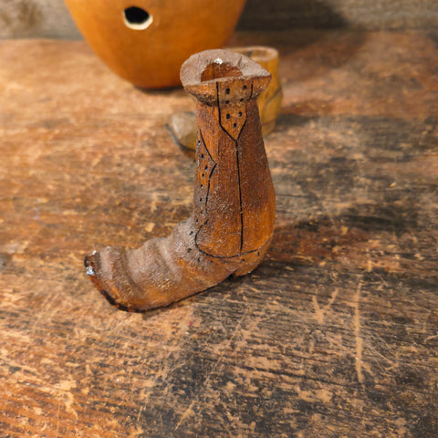 Primitive Gourd w/ 2 Wooden Boots