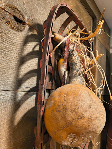 Primitive Tobacco Basket w/ Two Gourds.