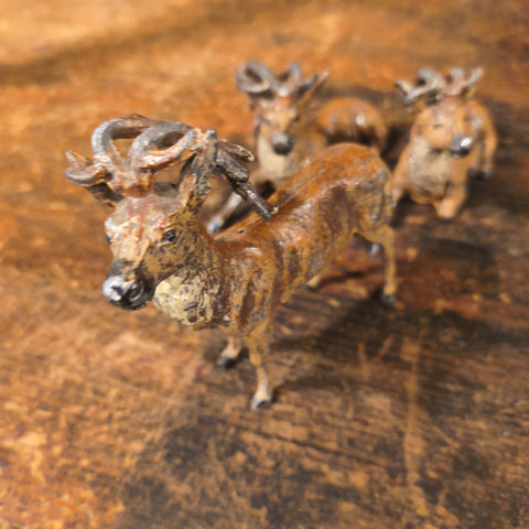 A Set of 3 Antique German Cast Metal Putz Deer