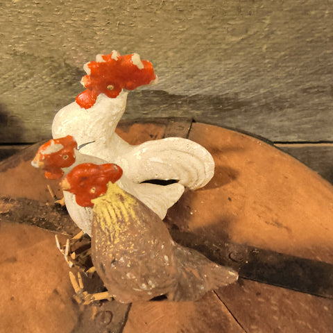 Antique German Putz or Elastolin-Style toy Chickens