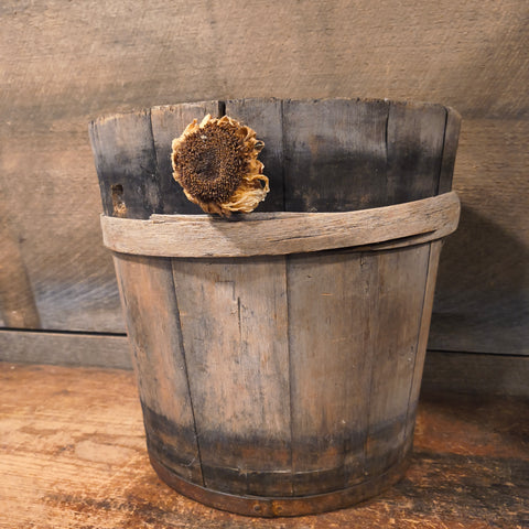 Antique Primitive Wooden Sap Bucket 11"