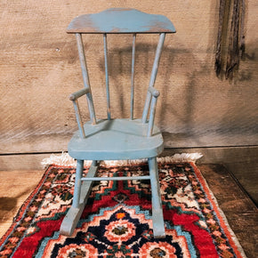 Primitive, Vintage original blue paint rocking chair