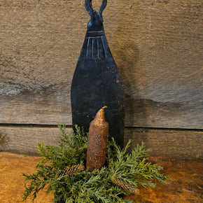 Antique Metal Candle Holder w/ Candle