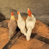 Antique German Putz or Elastolin-Style toy Chickens
