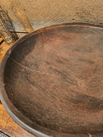 Antique Original Red Paint Wooden Bowl