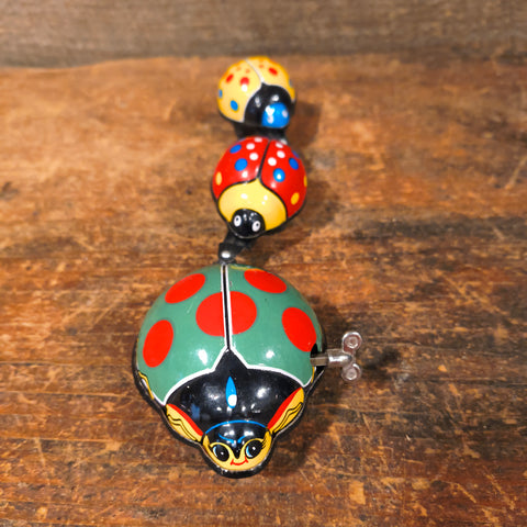 Miniature Lady-Bug. Vintage Tin Plate Clockwork Novelty