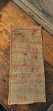 Antique Primitive LATE 18TH CENTURY ALPHABET & DIAMOND BORDER SAMPLER INITIALLED E.P - 1790