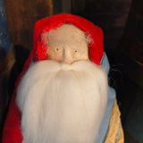 Primitive Handmade Santa w/ a Clay Face 17.5"