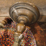 Antique Primitive Turned Wooden Candle Holders w/ Candles 
Base 6.5" x 12 5"