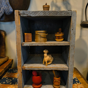 Primitive Old Blue Box With Shelves