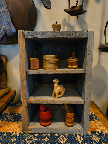 Primitive Old Blue Box With Shelves