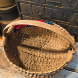 Antique Primitive Oak Split Buttocks Basket