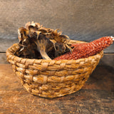 Antique Primitive Coiled Rye Basket with Dry Goods