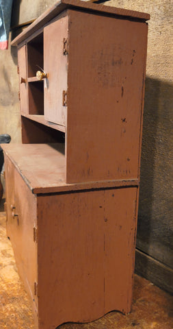 Antique Primitive Wooden Salesman  Step back Cupboard