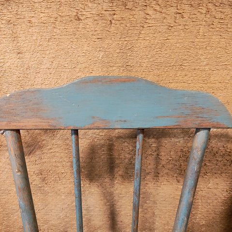 Primitive, Vintage original blue paint rocking chair