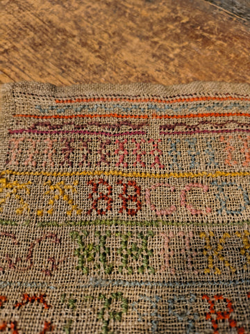 Antique Primitive LATE 18TH CENTURY ALPHABET & DIAMOND BORDER SAMPLER INITIALLED E.P - 1790