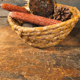 Antique Primitive Coiled Rye Basket with Dry Goods
