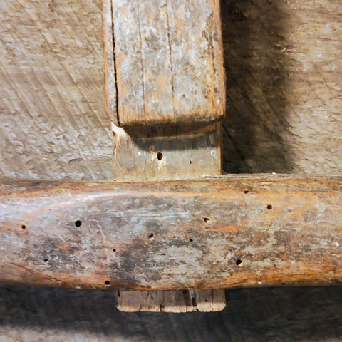 Antique primitive hanger with dried tobacco leaves