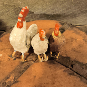 Antique German Putz or Elastolin-Style toy Chickens
